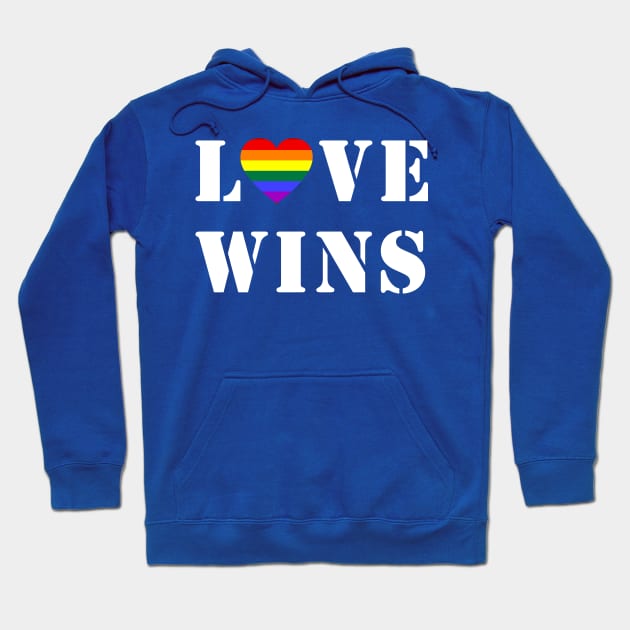 Love Wins Gay Pride LGBTQ Rainbow Flag Heart Hoodie by Scar